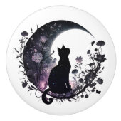 Zwarte Kat Hemelse Maan Modern Keramische Knop (Voorkant)