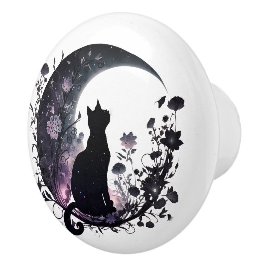 Zwarte Kat Hemelse Maan Modern Keramische Knop (Rechts)