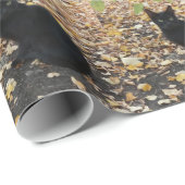 Zwarte kat herfst bladeren foto cadeaupapier (Rol Hoek)