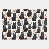 Zwarte Kat Herfst Elegant Halloween Inpakpapier Vel (Voorkant)