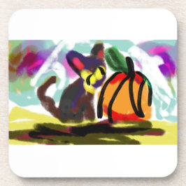 Zwarte kat Herfst gezellig Bier Onderzetter