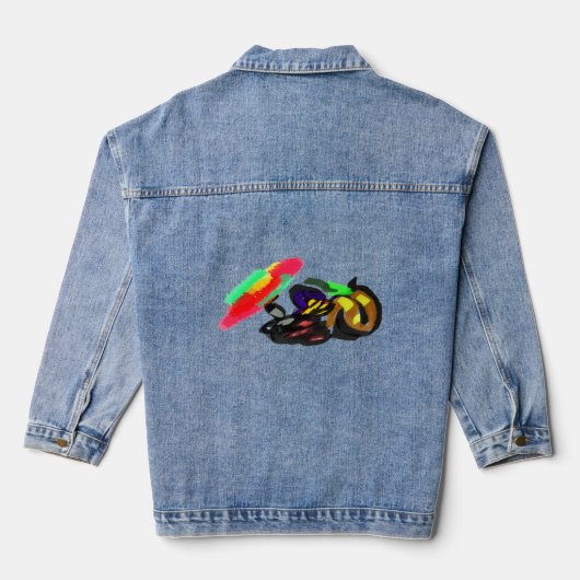 Zwarte Kat Herfst gloed  Denim Jacket (Achterkant)