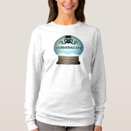 Zwarte kat herfst kroonluchter wereldbol blauw gri t-shirt