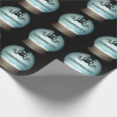 Zwarte kat herfst kroonluchter wereldbol zwart bla cadeaupapier (Hoek)