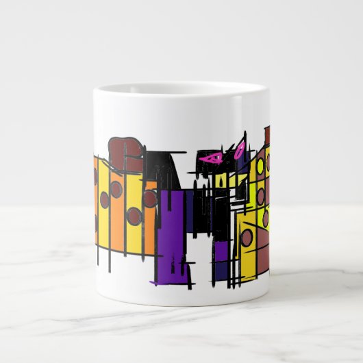 Zwarte kat herfst nu grote koffiekop (Voorkant)