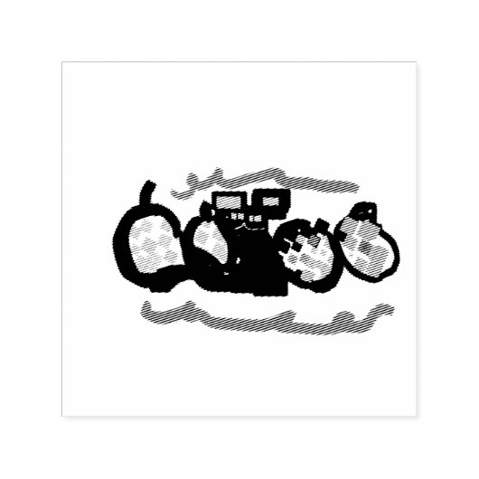 Zwarte Kat Herfst wacht koel Zelfinktende Stempel (Design)