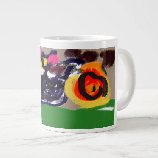 Zwarte kat herfstbruin grote koffiekop (Voorkant rechts)