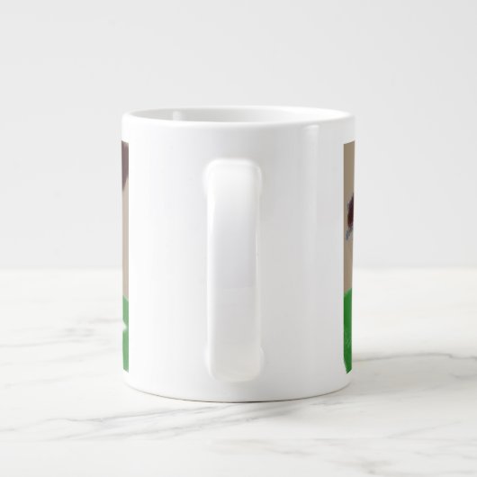 Zwarte kat herfstbruin grote koffiekop (Achterkant)