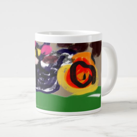 Zwarte kat herfstbruin grote koffiekop (Voorkant rechts)