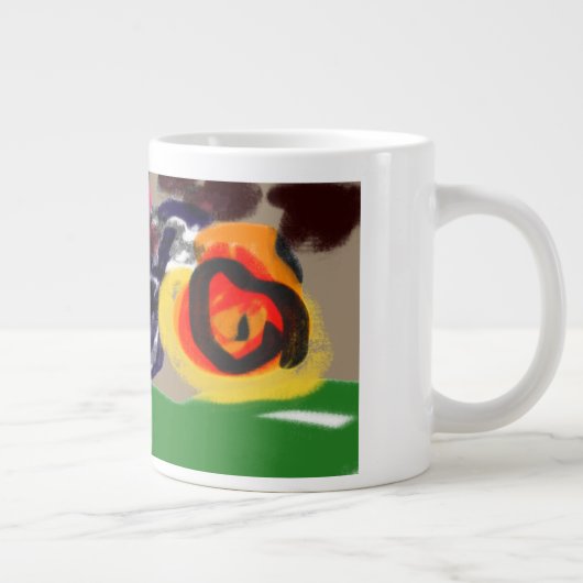 Zwarte kat herfstbruin grote koffiekop (Rechts)