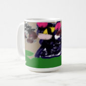 Zwarte kat herfstbruin koffiemok (Voorkant links)