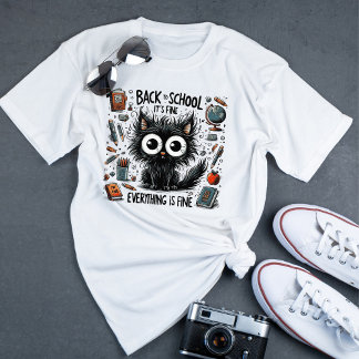 Zwarte kat Het is prima Ik ben prima grappige lera T-shirt