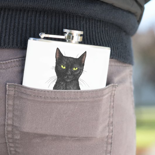 Zwarte kat heupfles (Voorbeeld)