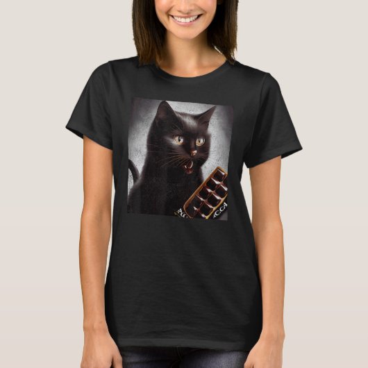 Zwarte Kat Hockey Chocolade T-shirt (Voorkant)