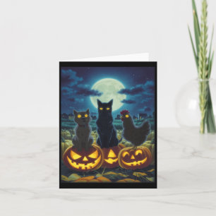 Zwarte Kat Hond Kip Halloween Pompoen Griezelig Kaart