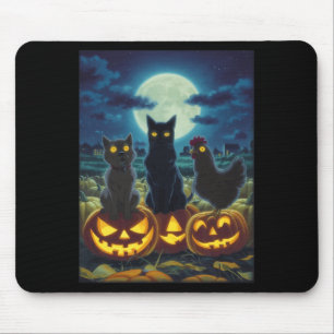 Zwarte Kat Hond Kip Halloween Pompoen Griezelig Muismat