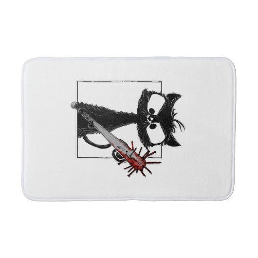 Zwarte Kat Honkbal Horror Halloween Badmat (Voorkant)