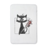 Zwarte Kat Honkbal Horror Halloween Badmat (Voorkant Verticaal)