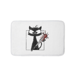 Zwarte Kat Honkbal Horror Halloween Badmat