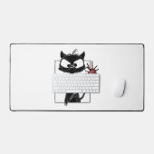 Zwarte Kat Honkbal Horror Halloween Bureaumat (Keyboard & Muis)