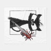 Zwarte Kat Honkbal Horror Halloween Fleece Deken (Voorkant (Horizontaal))
