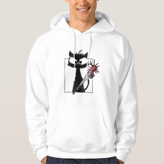 Zwarte Kat Honkbal Horror Halloween Hoodie (Voorkant)
