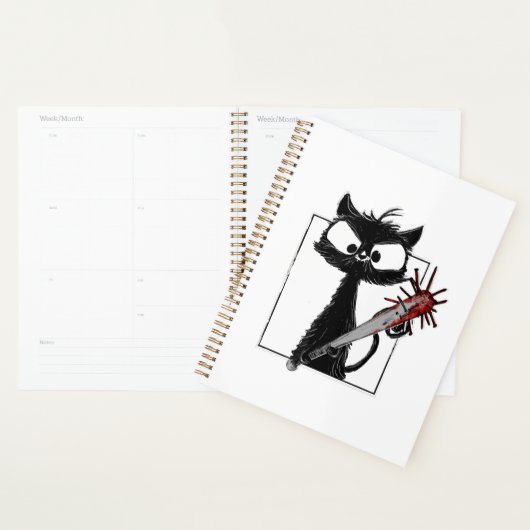 Zwarte Kat Honkbal Horror Halloween Planner (Display)