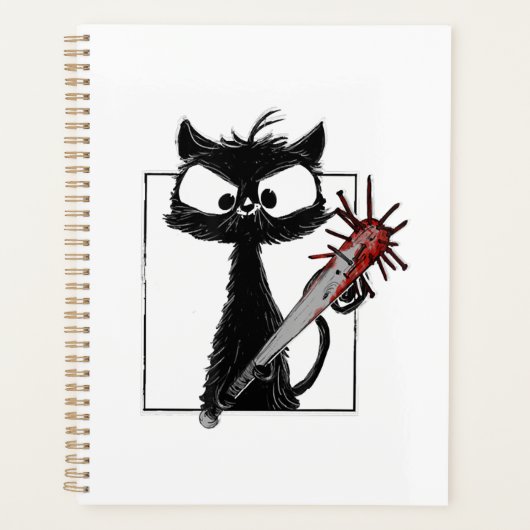 Zwarte Kat Honkbal Horror Halloween Planner (Voorkant)