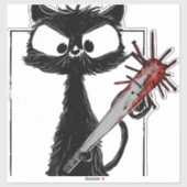 Zwarte Kat Honkbal Horror Halloween Sticker (Vel)