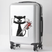 Zwarte Kat Honkbal Horror Halloween Sticker (Koffer)