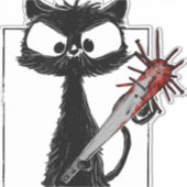 Zwarte Kat Honkbal Horror Halloween Sticker (Voorkant)