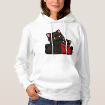 Zwarte kat hoodie met bril - Knuffelige zwarte kat