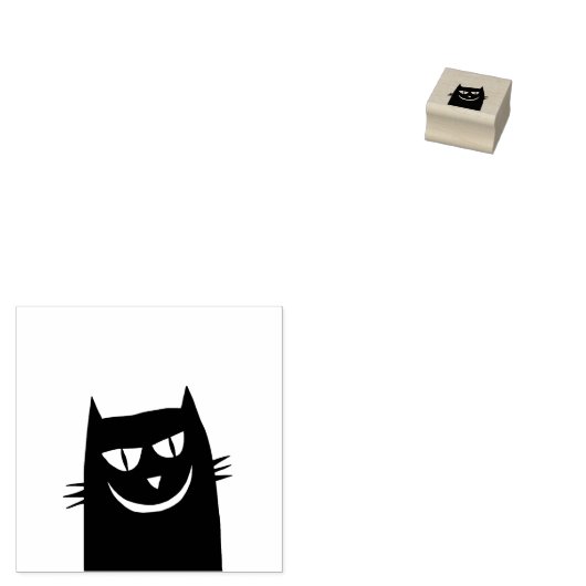 Zwarte kat hoofd art stempel (Gestempeld)