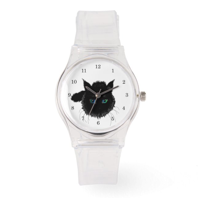 Zwarte Kat Horloge (Voorkant)