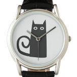 Zwarte kat horloge<br><div class="desc">Een leuke zwarte kat voor geluk.</div>