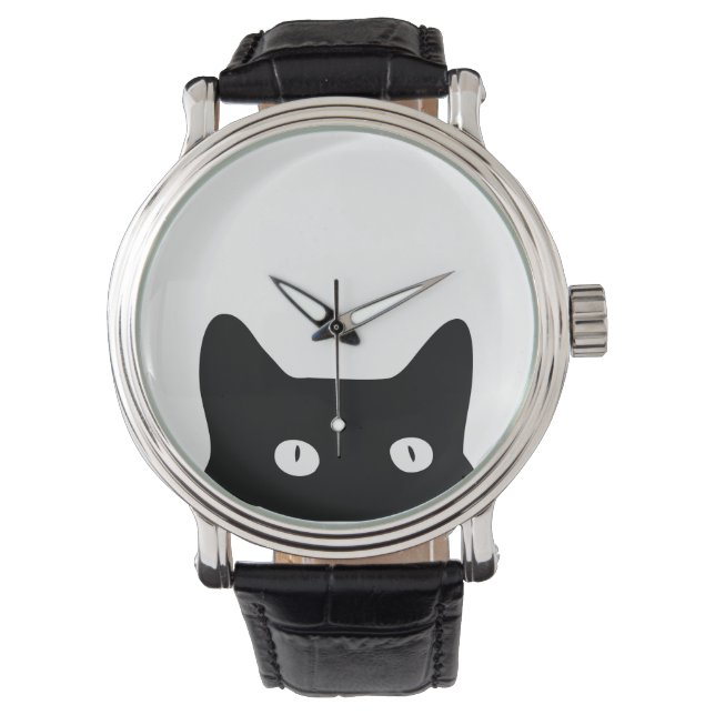 Zwarte kat horloge (Voorkant)