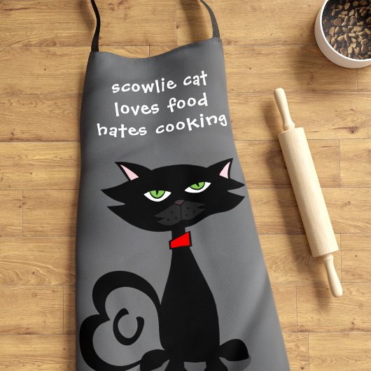 Zwarte kat houdt van eten Funny Custom Kitchen Sch Schort