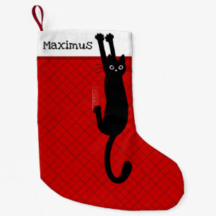 Zwarte Kat Houdt zich Vast Funny Kerst Sock Kleine Kerstsok