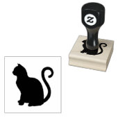 zwarte kat, huisdier silhouet ontwerp, rubberstempel (Gestempeld)