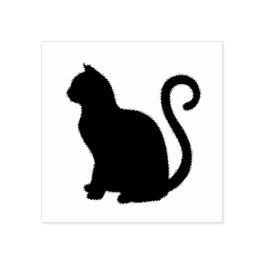 zwarte kat, huisdier silhouet ontwerp, rubberstempel (Afrduk)