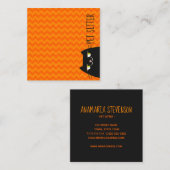 Zwarte kat huisdier sitter vierkante visitekaartje (Voorkant / Achterkant)