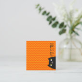 Zwarte kat huisdier sitter vierkante visitekaartje (Staand voorkant)