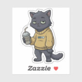 Zwarte Kat Iced Coffee Introvert Sticker Laden (Vel)