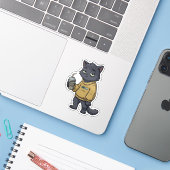 Zwarte Kat Iced Coffee Introvert Sticker Laden (Laptop met iPhone)