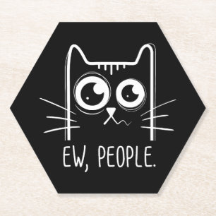 Zwarte Kat Iew Mensen Grappige Kattenliefhebber Kartonnen Onderzetters
