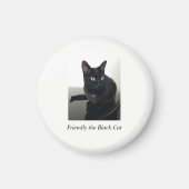 Zwarte kat ijskast magneet - rond (Voorkant)