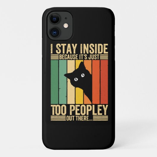 Zwarte Kat Ik Blijf Binnen Omdat Het Te Druk Is Case-Mate iPhone Case (Achterkant)