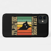 Zwarte Kat Ik Blijf Binnen Omdat Het Te Druk Is Case-Mate iPhone Case (Achterkant (horizontaal))