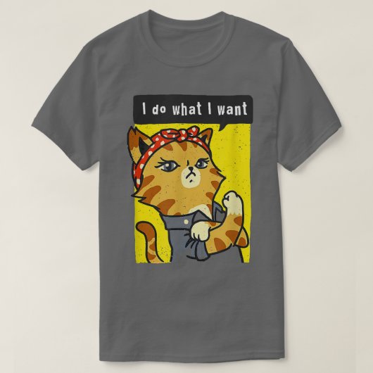 zwarte kat Ik doe wat ik wil met mijn kat, zwart T-shirt (Design voorkant)