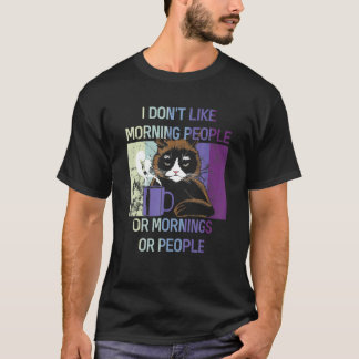 Zwarte Kat Ik Haat Ochtenden En Mensen Introvert F T-shirt